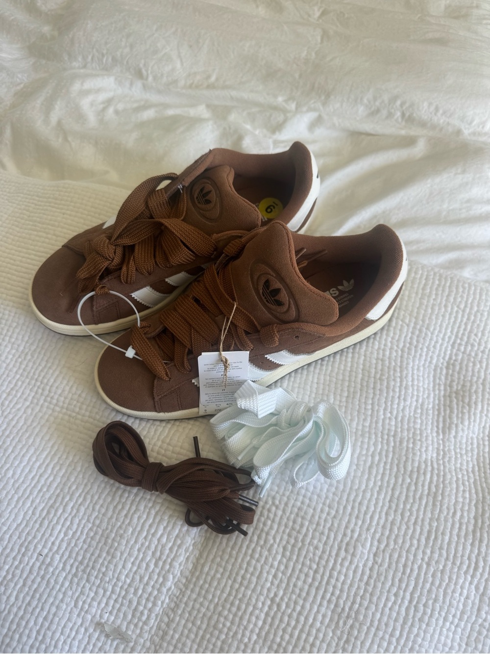 adidas Campus Brown & White Suede Sneakers with Extra Laces